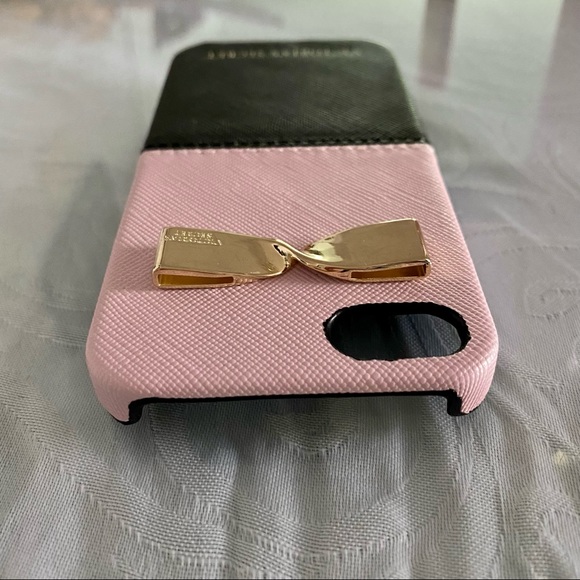 Victoria’s Secret Pink & Black Faux Leather Gold Metal Bow iPhone 5/5S/SE - Picture 7 of 7